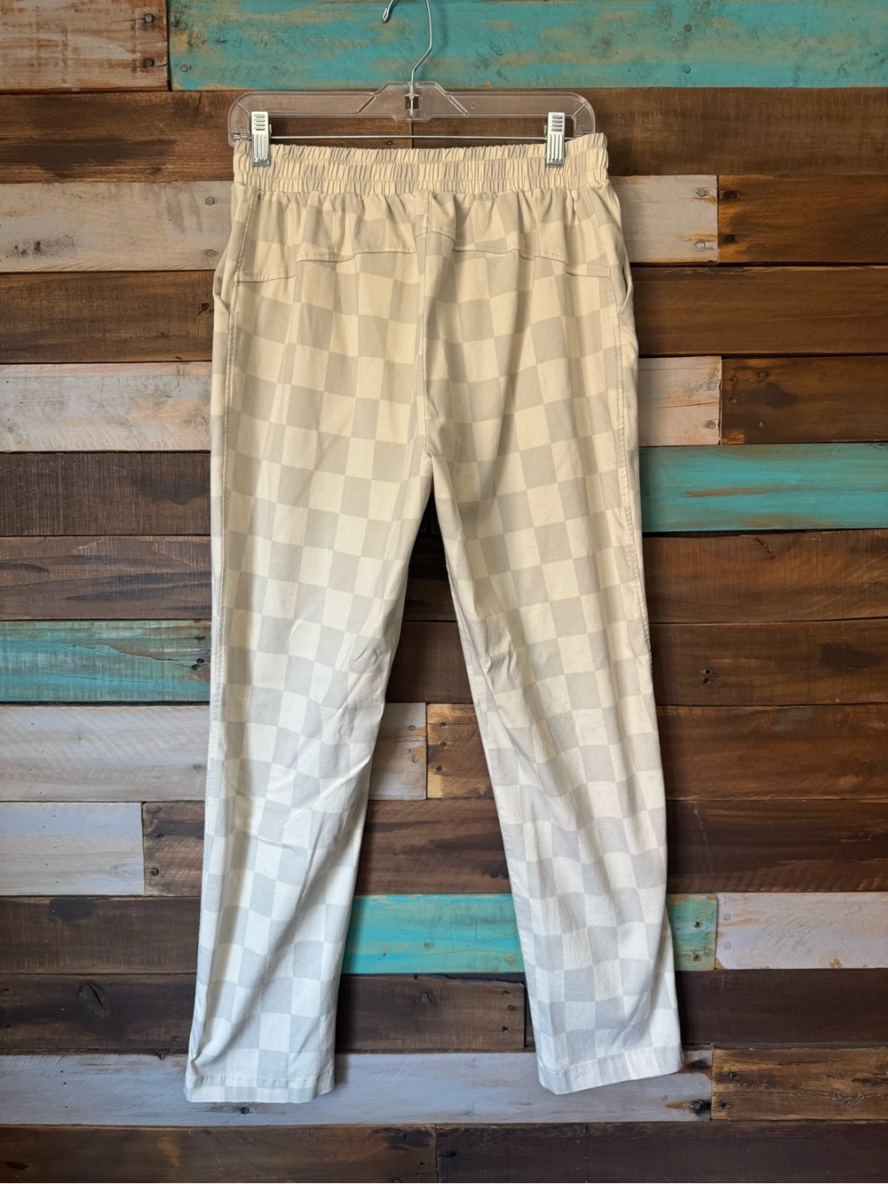LuLaRoe Lena Work-Leisure Pant Off White Checker High Rise Straight Leg | Size M - Picture 2 of 8